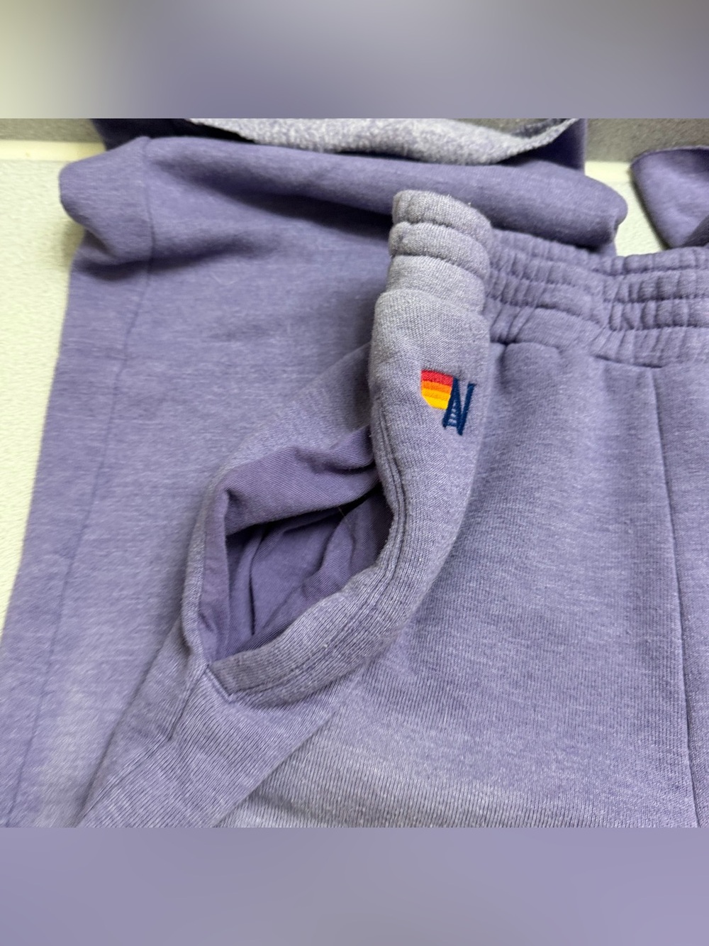 Aviator Nation Wide Leg Sweatpants in Faded Grape - Picture 6 of 7